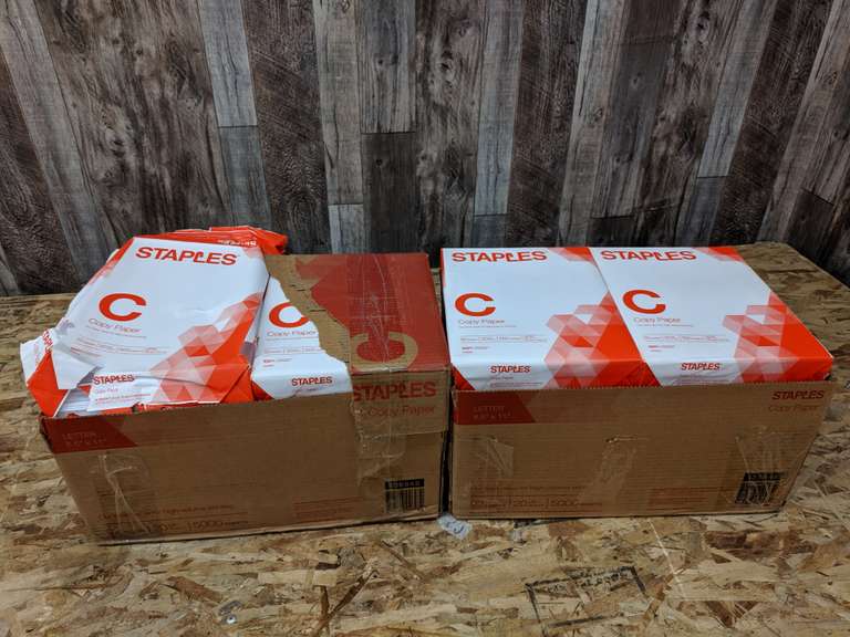 Lot of 2 Cases of Staples White Copy Paper - 20 Reams Total - Dutch Goat