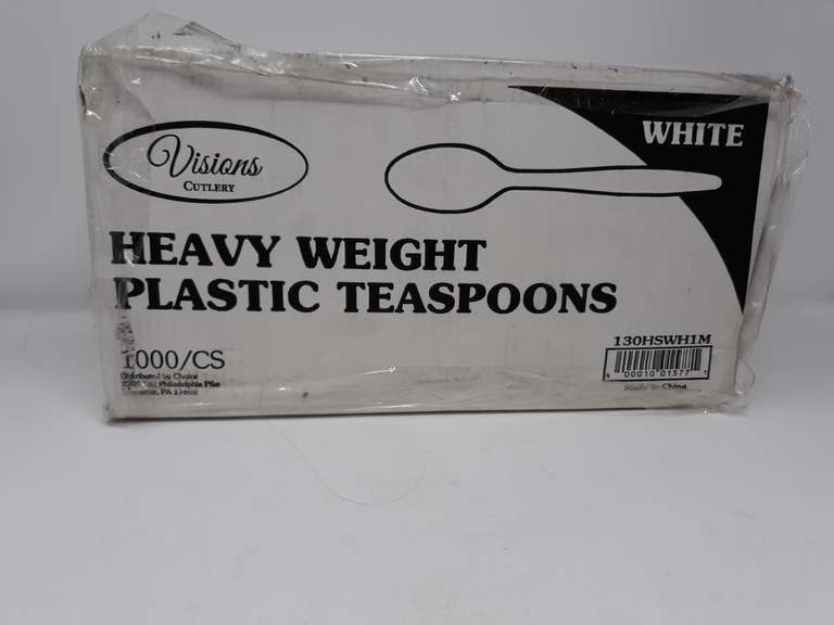 Lot of 2 Cases White Visions Cutlery Heavyweight Plastic Spoons