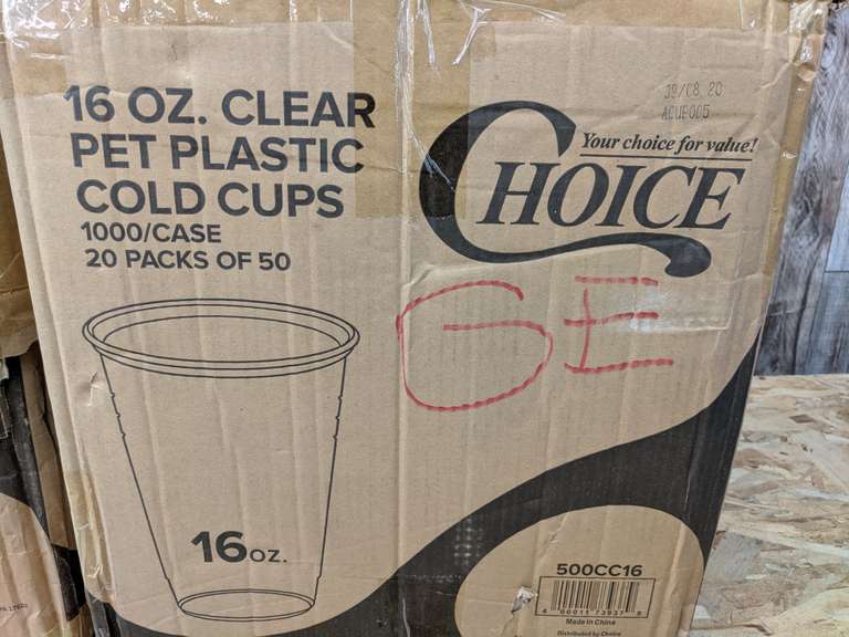 2 Cases of Choice 16 oz Clear Plastic Cold Cups 1000