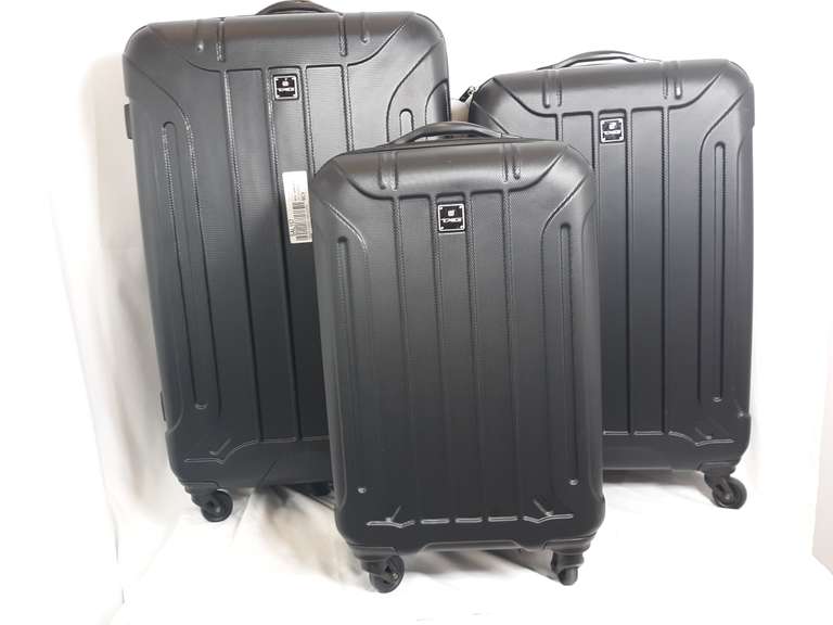 Tag Laser 3 Piece Hardside Spinner Luggage Set, Black Dutch Goat