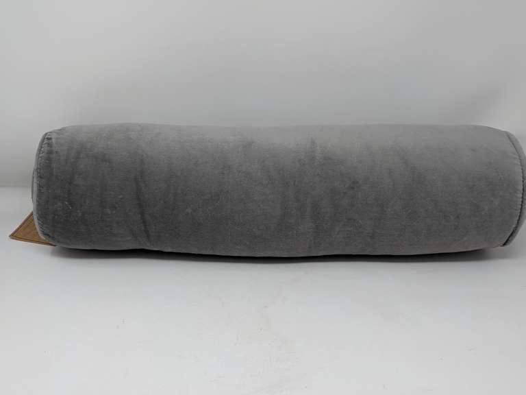 World Market Flannel Gray Velvet Bolster Pillow Dutch Goat