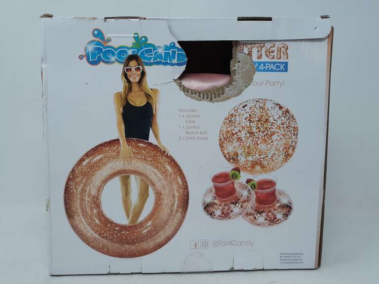 Poolcandy Party Pack Rose Gold Beach Ball & Drink Floaters Dutch Goat