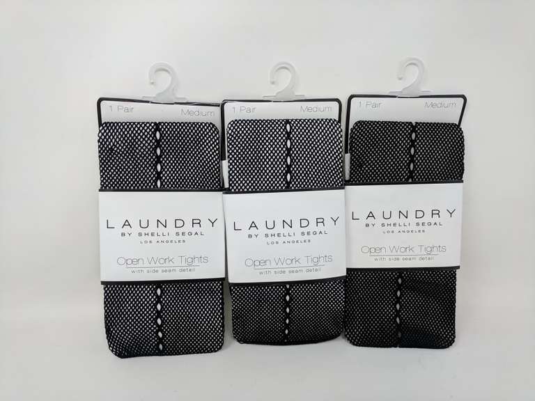 Lot of 3 Laundry By Shelli Segal Open Work Tights, Medium Dutch Goat