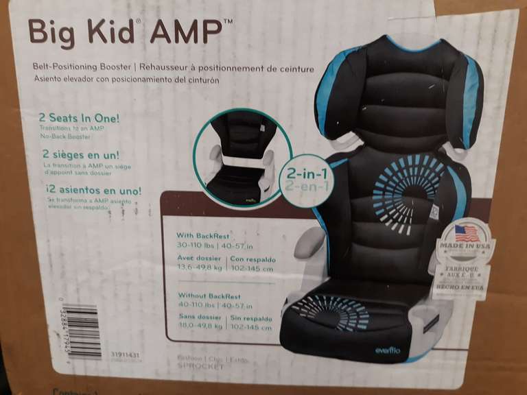 Evenflo Big Kid Amp Booster Car Seat, Sprocket Dutch Goat