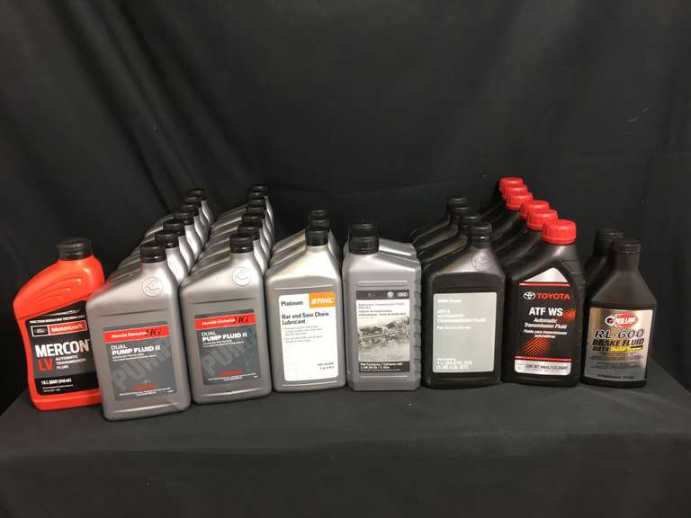 Assortment of Transmission Fluids, Dual Pump Fluid, & Chainsaw