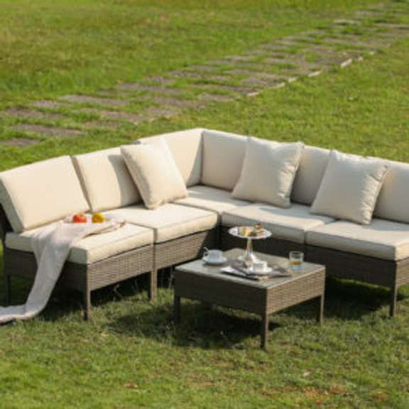 Patio Festival Festival Depot 6 Piece Wicker Sectional Conversation