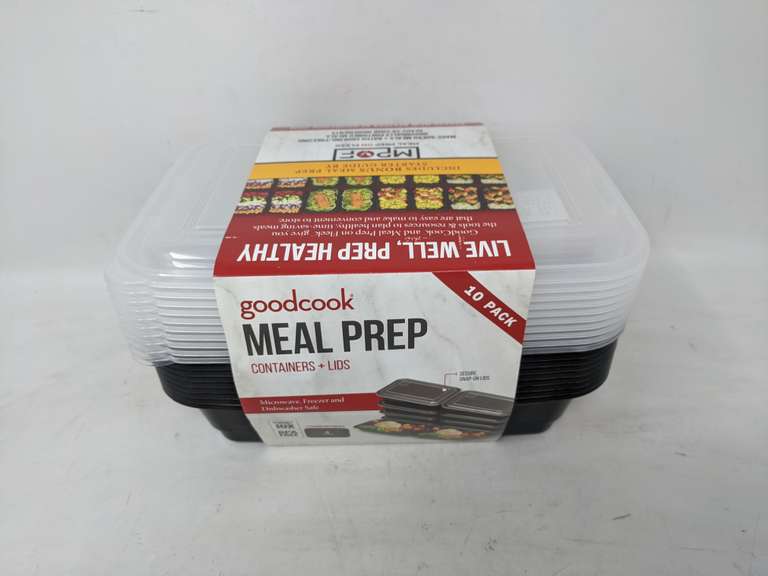 Lot of 10 goodcook meal prep containers lids 100 total containers