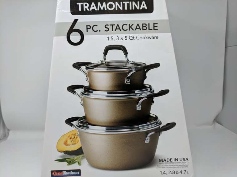 Tramontina 6Piece Stackable Cookware Set Charcoal Grey Colored Dutch