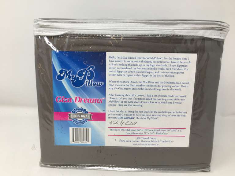 My Pillow Giza Dreams Queen Size, Dark Gray Sheets Dutch Goat