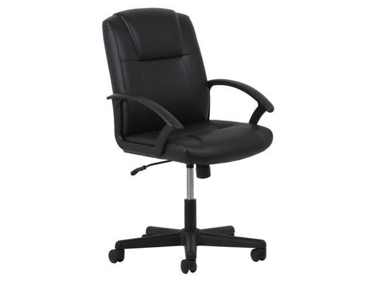 OFM Essentials Collection Executive Office Chair Bonded Leather Black Dutch Goat