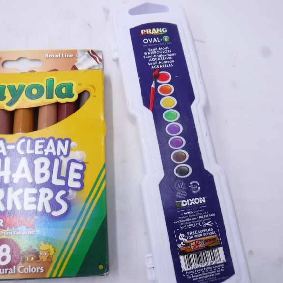 Assortment of Craft Supplies. Crayola Washable Markers Multicultural