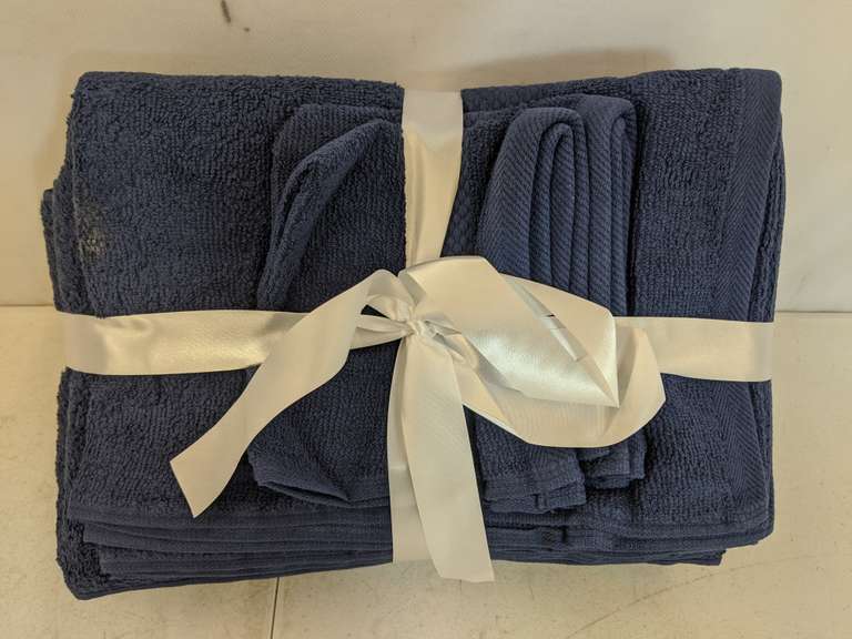 OCM 6 Piece College Dorm Towel Set Navy Dutch Goat