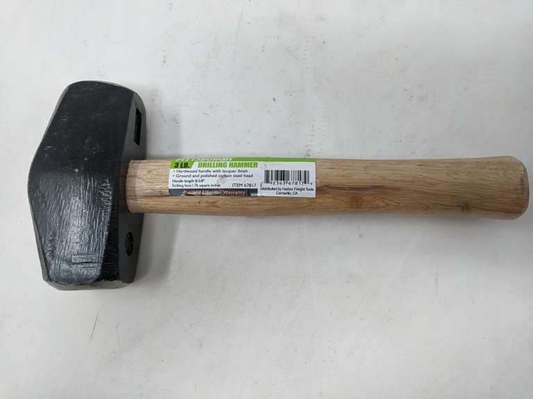 Pittsburgh 3 Lb. Drilling Hammer Handle Length 85/8" Striking Face 1.76 Sq" Dutch Goat
