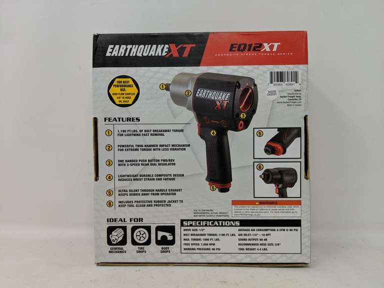 Earthquake Xtreme Torque Air Impact Wrench 1/2 In Composite Dutch Goat