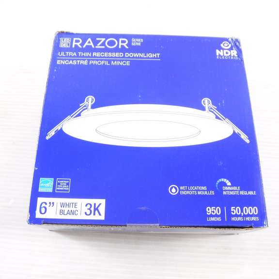 NDR RZR-600-WH 6" Ultra Thin Recessed LED Downlight – 6 CCT Selectable, Dimmable, 3-Pack