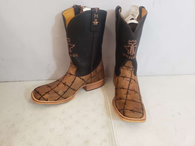 Men's Tin Haul Barbed Wire Butcher Shop Square Toed Cowboy Boots
