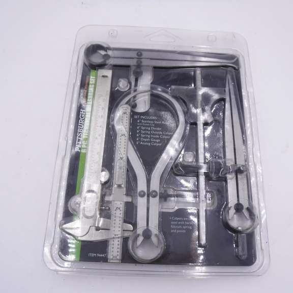 Technical Measuring Set Steel Ruler, Divider, Calipers Depth Gauge, 6