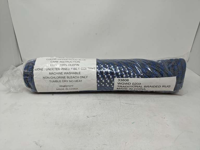 Traditional Braided Rug Wedgewood Blue 20x30" Dutch Goat