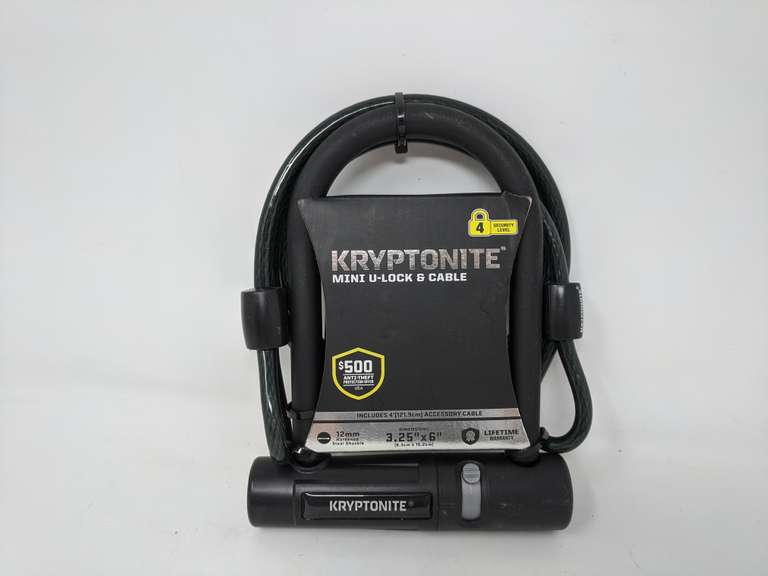 Kryptonite Mini 12mm ULock Bicycle Lock & 8mm Looped Bike Security