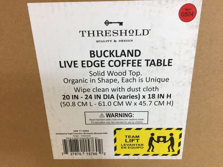 Threshold Buckland Live Edge Coffee Table 20" x 18" Dutch Goat