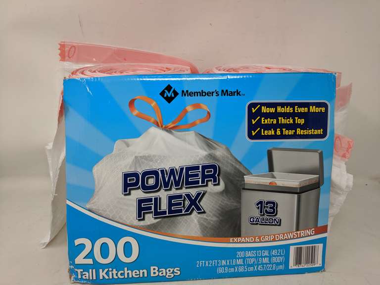 Members Mark Power Flex Tall Kitchen Bags 13 Gallon 200 Total Bags