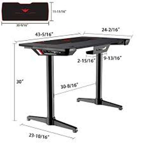 Eureka Ergonomics ZxI1Bk I1 Gaming Computer Desk Black Dutch Goat