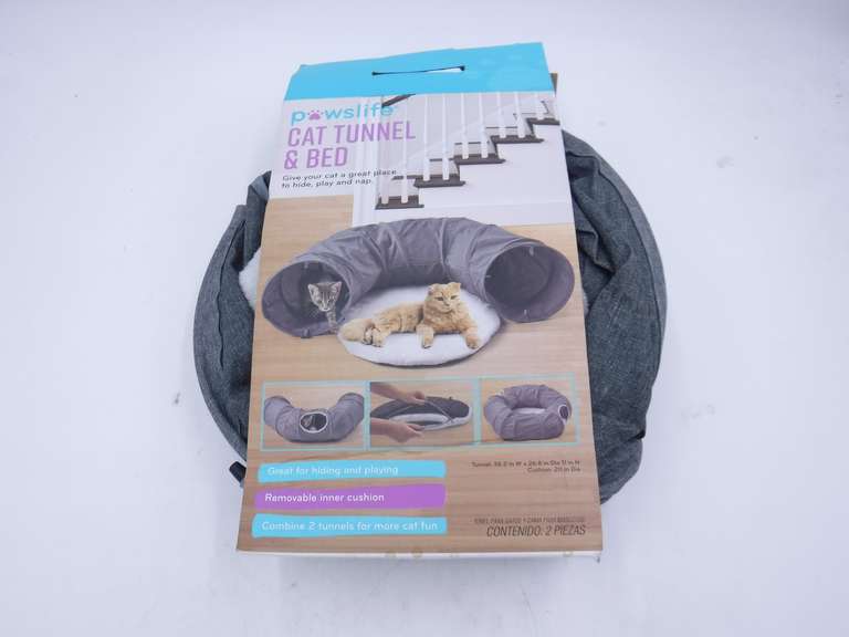 Pawslife Cat Tunnel & Bed, Tunnel 38.2'' x 26.8'' x 11'', Cushion 20
