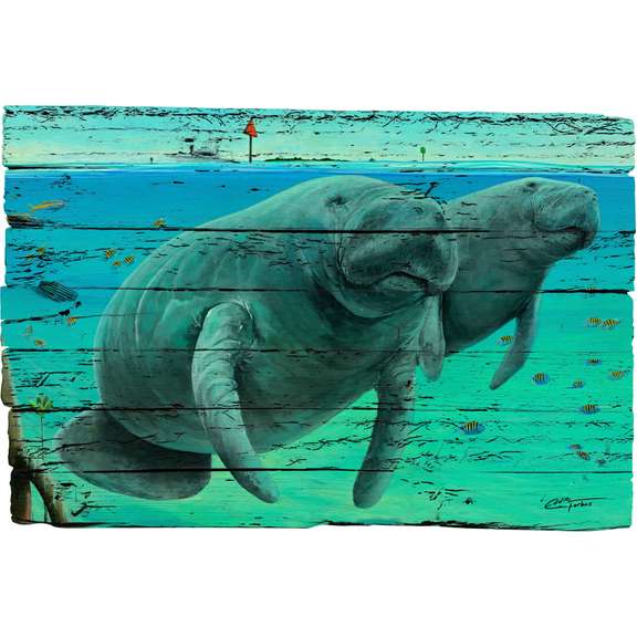 Eddie Forbes Paintings- Manatees Trap, Reproduction. Lobster Trap