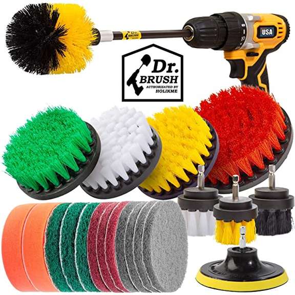 Holikme 20 Piece Drill Brush Attachments Set, Scrub Pads & Sponge