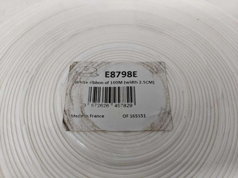 Lot of 11 Generic Chanel Ribbon Roll -White- 100M 2.5Cm Wide