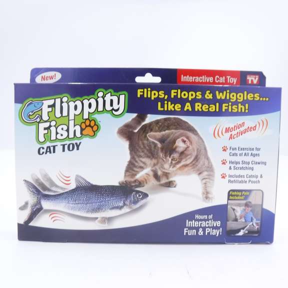 Flippity Fish Cat Toy, Motion Activated, Includes Catnip & Refillable Pouch Dutch Goat