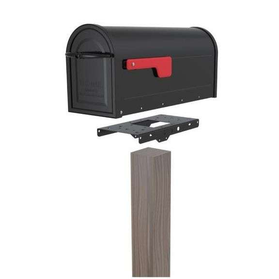 Architectural Mailbox Steel Black Mailbox 4x4 Adapter Fits 4x4 Wood Post, Works With All