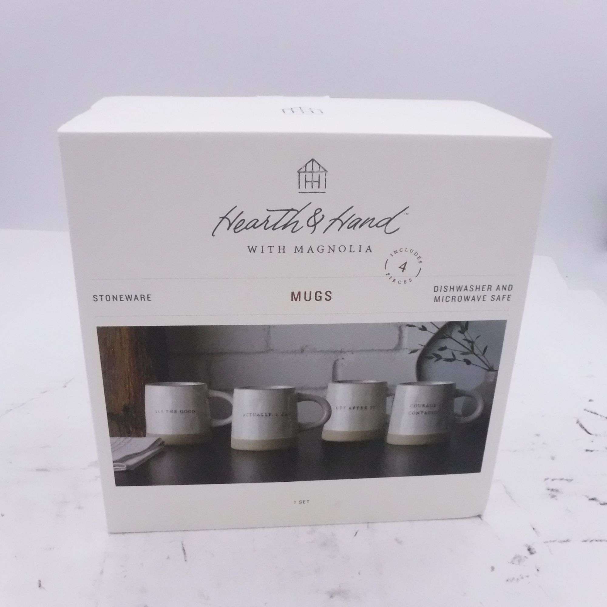 4 Pack Hearth & Hand With Magnolia Stoneware Mugs 
