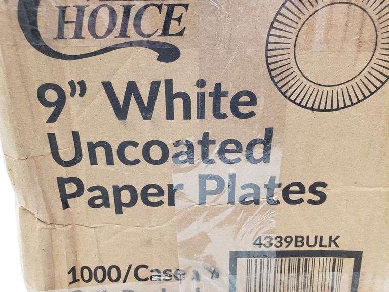 Case of 1000 Choice 9" White Uncoated Paper Plates Dutch Goat