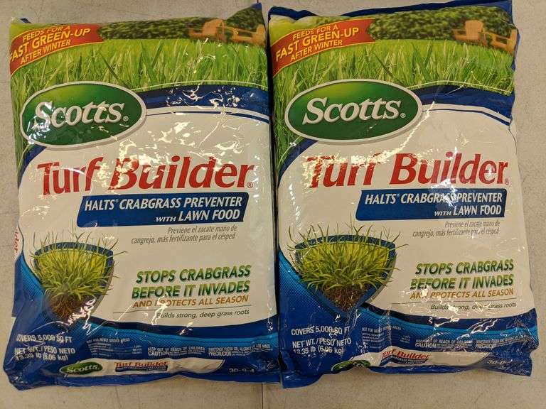 Lot of 2 Scotts Turf Buidler Halts Crabgrass Preventer With Lawn Food