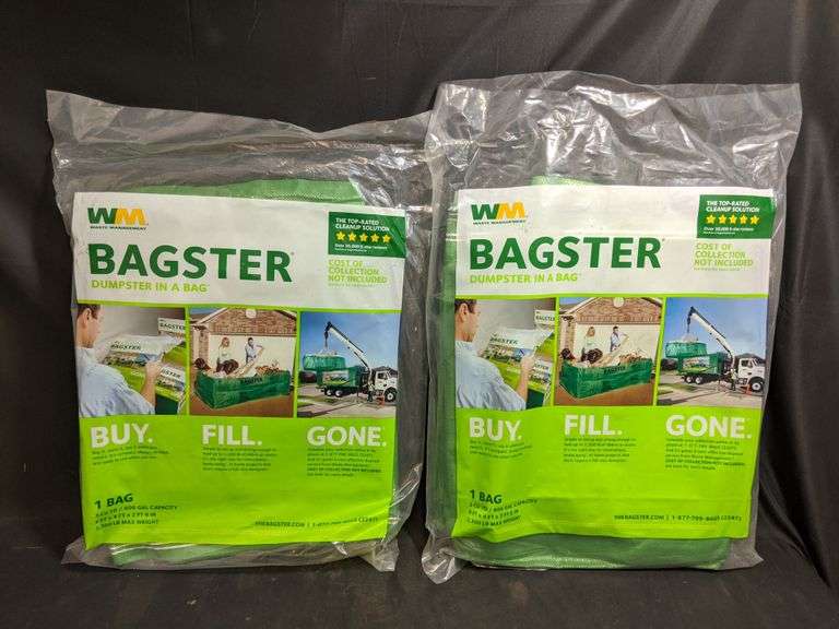 Lot of 2 Waste Management Bagster Dumpster In A Bag 2 Bags Total 8