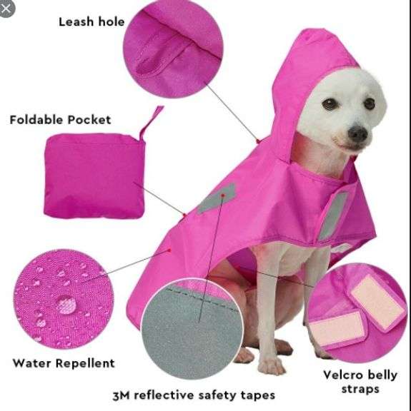 Lot of 2 Blueberry Pet Dog Rain Coat Pink Reflective Dutch Goat