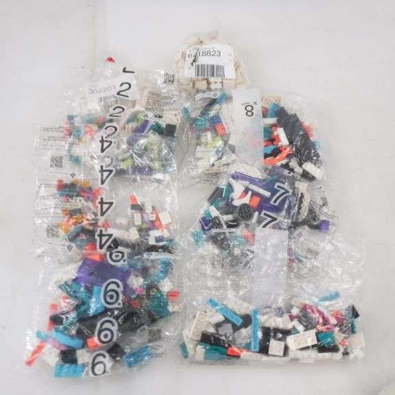 Assortment Of Legos 2 Bags Of White Assortment Pieces And 6 Bags Of Unknown Lego Set, Missing