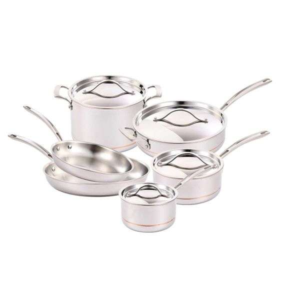 Kirkland Signature 5-Ply Stainless Steel Cookware Set - 10 Pieces