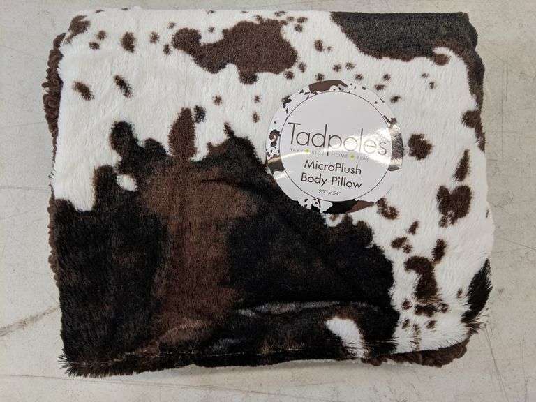 Tadpoles Micro Plush Body Pillow, Cowhide Print, 20" x 54" Dutch Goat