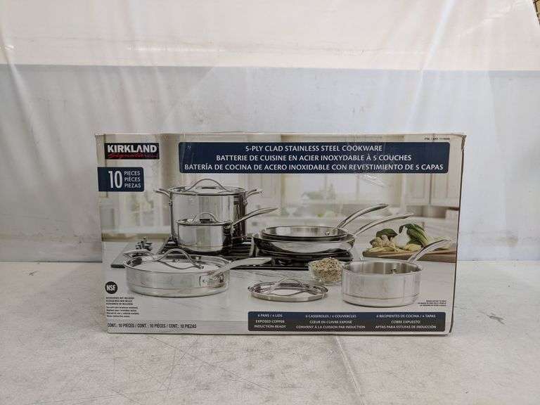 Kirkland Signature 5-Ply Stainless Steel Cookware Set - 10 Pieces