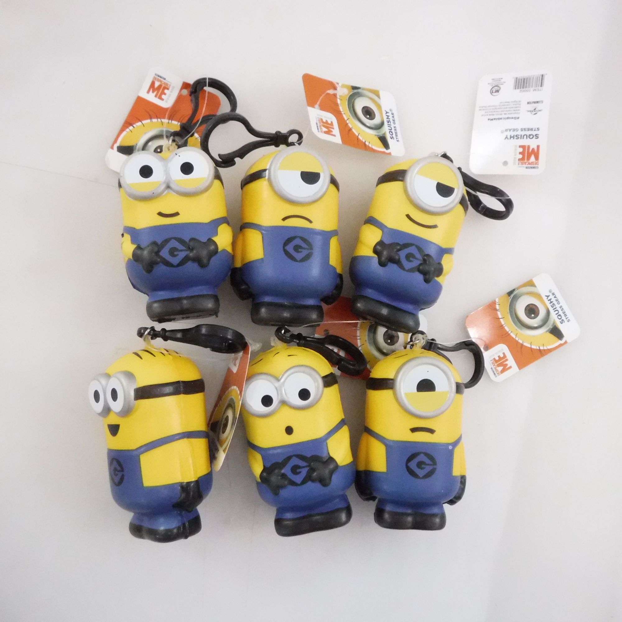 Assortment Of 6: Squishy Minion Stress Toy Keychains 3