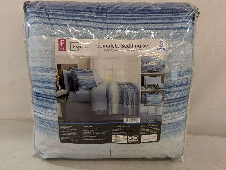 Mainstays 8Piece Complete Bedding Set, Full, Blue Dutch Goat