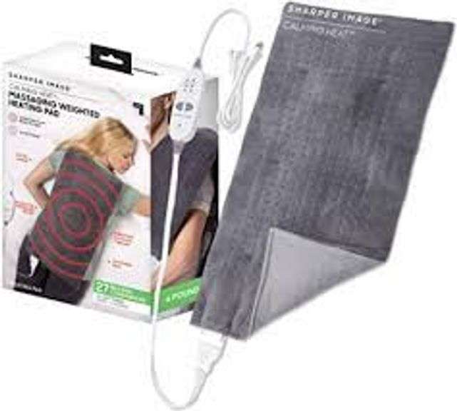 Sharper Image Calming Heat Massaging Weighted Heating Pad 12 Settings