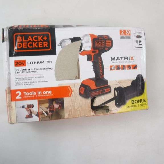 Black + Decker Lithium Ion Drill/Driver + Reciprocating Saw Attachment