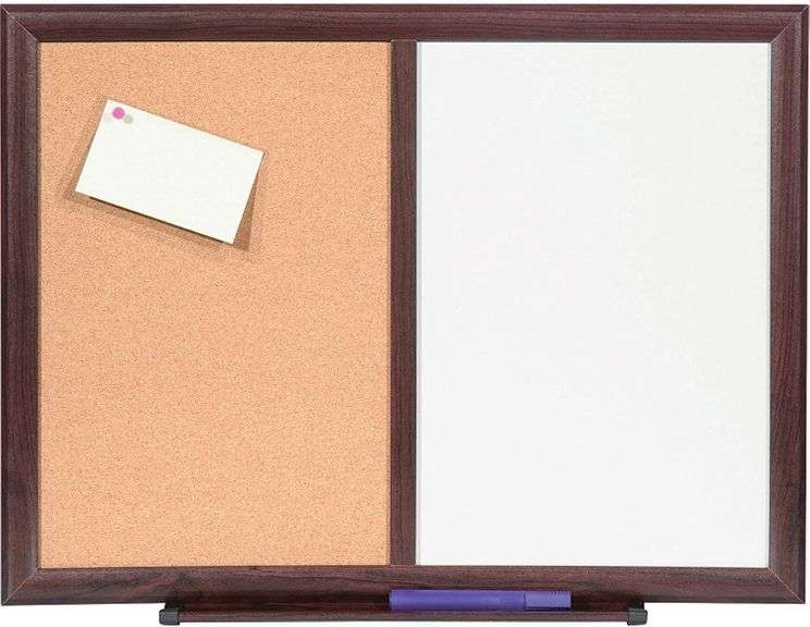 Lorell Combo-Tafel 61x91,4 Cm – Trocken Abwischbar & Kork-Pinnwand, Aluminiumrahmen, Mit Markerablage