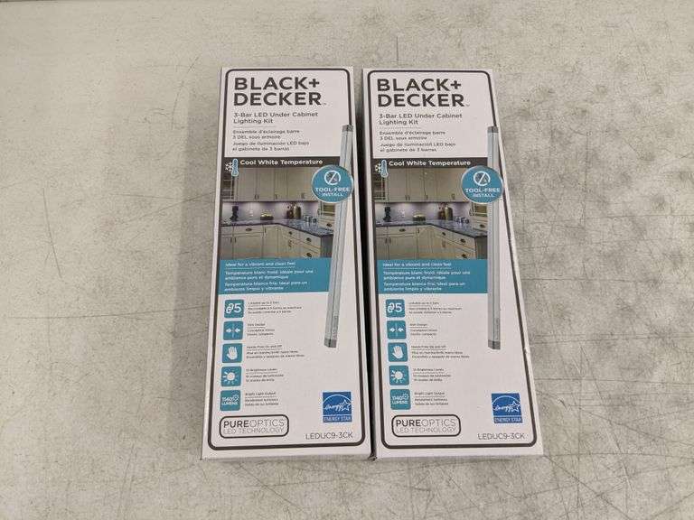 Lot of 2 Black and Decker 3Bar LED Under Lighting Kit Dutch Goat