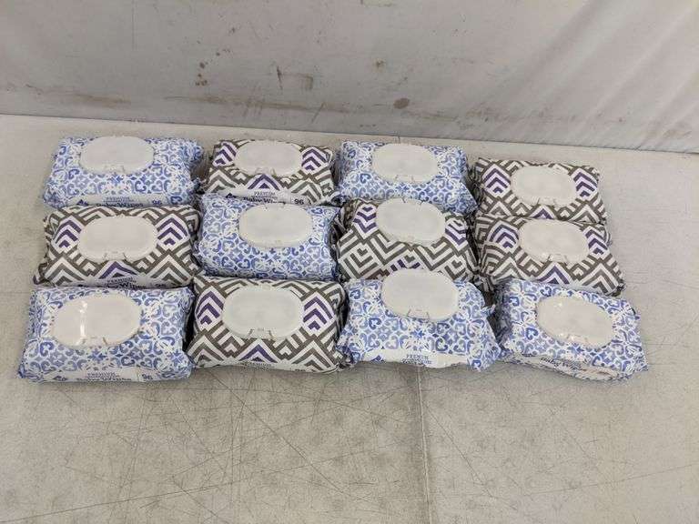 Lot of 12 Member's Mark Premium Fragrance Free Baby Wipes 7.7" x 6.7", Each has 96 per Pack