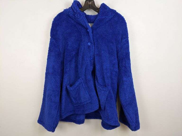Women's Anthony Richards Fuzzy Jacket with Front Pockets in Blue 2X
