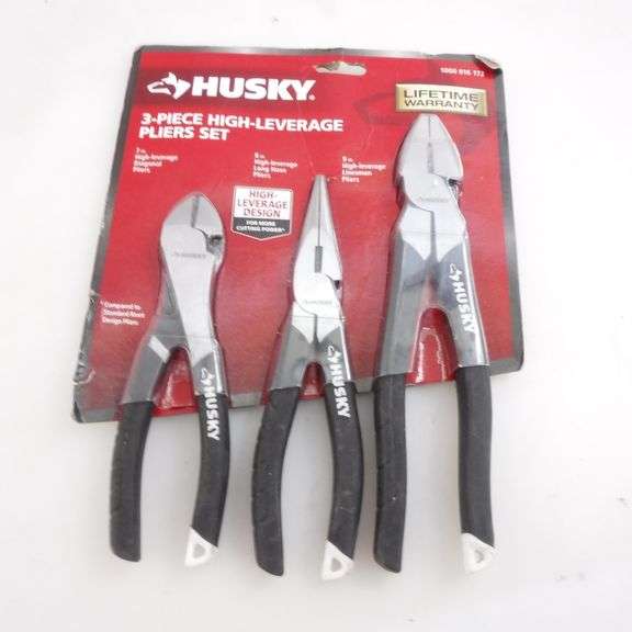 Husky 3-teiliges Zangen-Set Hochhebel - Professionelle Spitz-, Diagonal- & Kombizange Für Handwerker